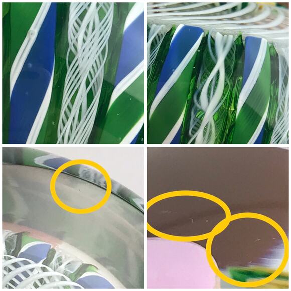 Perthshire 1981F Yellow Lampwork Flower Crown Latticinio Twist Facet Paperweight - Picture 12 of 14